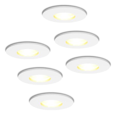 Set van 6 Barcelona - LED Inbouwspots - 4 Watt 345 lumen - 2700K Warm wit - GU10 - Dimbaar - Rond - IP44 voor badkamer