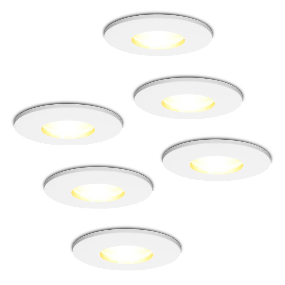 Set van 6 Barcelona - LED Inbouwspots - 4 Watt 345 lumen - 2700K Warm wit - GU10 - Dimbaar - Rond - IP44 voor badkamer
