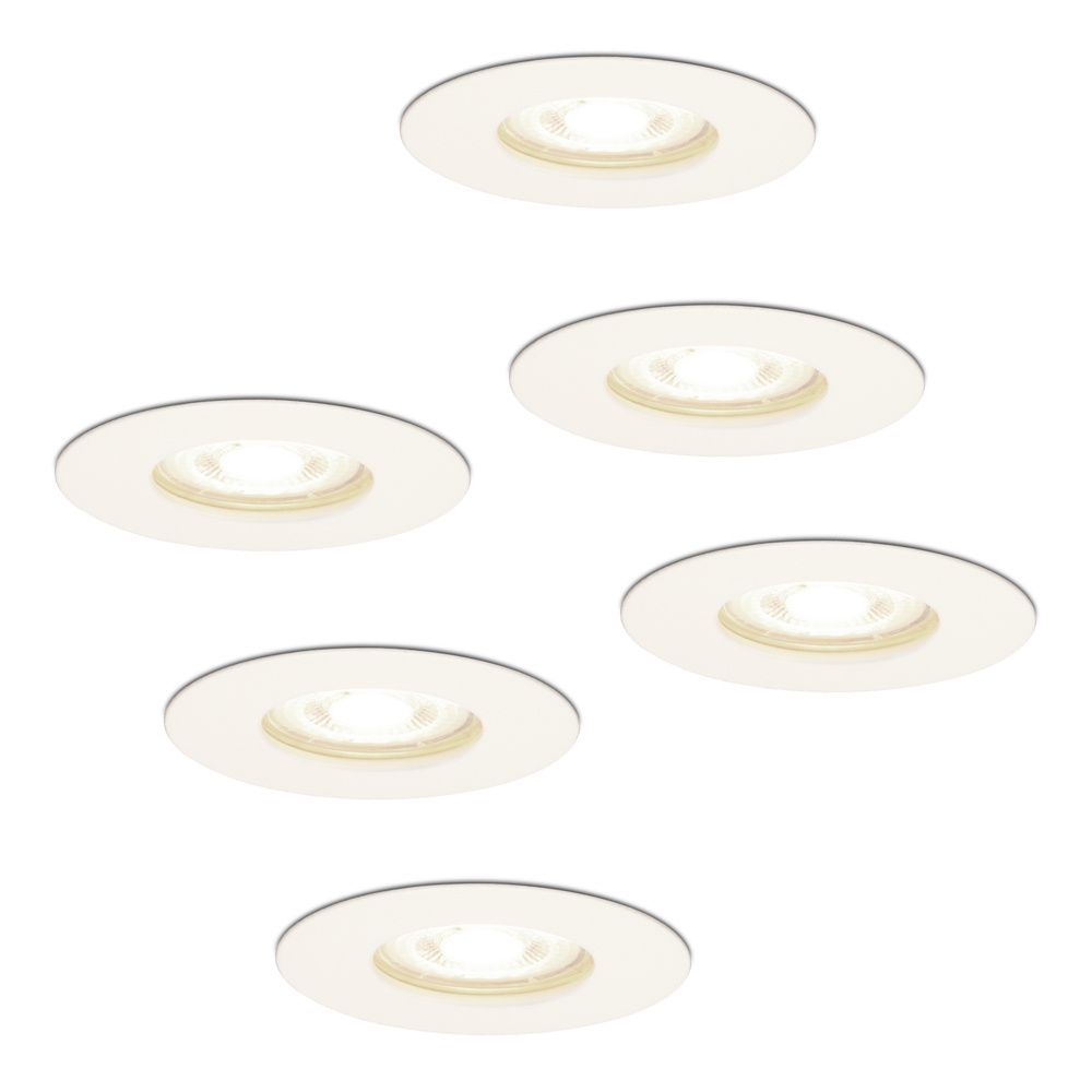 Set van 6 Bari LED Inbouwspots - 4 Watt 345 Lumen - 4000K neutraal wit - GU10 - Dimbaar - Rond - IP64 Waterdicht - Wit - Voor binnen