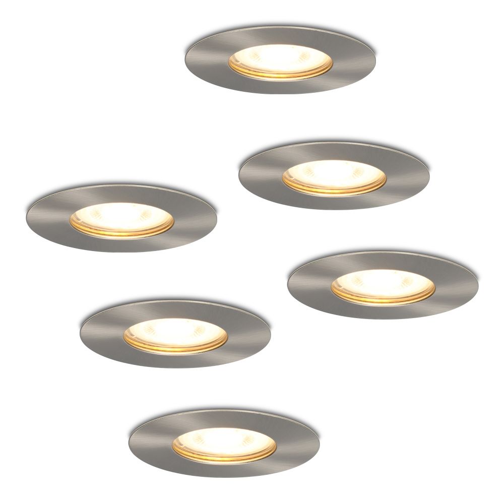 Set van 6 Bari LED Inbouwspots - 4 Watt 345 lumen - 2700K Warm Wit - GU10 - Dimbaar - Rond - IP65 Waterdicht - RVS - Voor binnen