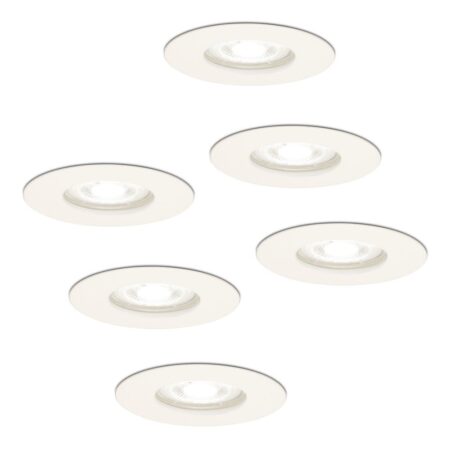 Set van 6 Bari LED inbouwspot - 4 Watt 345 Lumen - 6500K daglicht wit - GU10 - Dimbaar - Rond - IP64 Waterdicht - Wit - Voor binnen