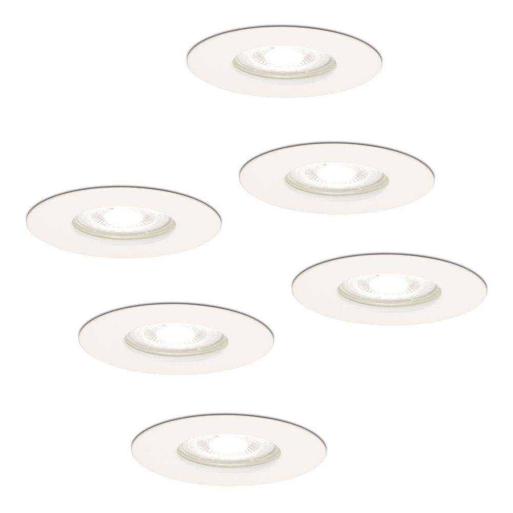 Set van 6 Bari LED inbouwspot - 4 Watt 345 Lumen - 6500K daglicht wit - GU10 - Dimbaar - Rond - IP64 Waterdicht - Wit - Voor binnen