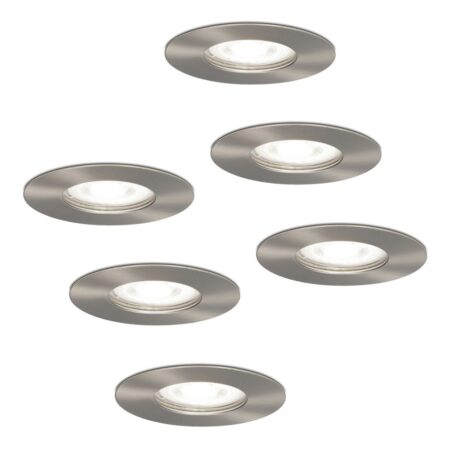 Set van 6 Bari LED inbouwspots - 4 Watt 345 Lumen - 6500K daglicht wit - GU10 - Dimbaar - Rond - IP64 Waterdicht - RVS - Voor binnen