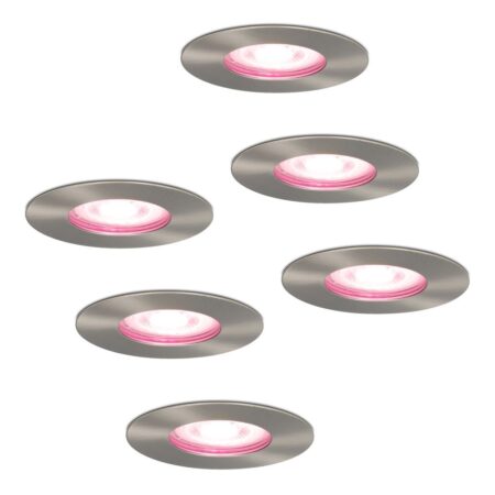 Set van 6 Bari Smart inbouwspots - IP65 waterdicht - Wifi + Bluetooth - RGBWW - GU10 - Google Home