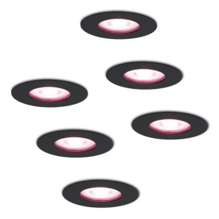 Set van 6 Bari Smart inbouwspots - IP65 waterdicht - Wifi + Bluetooth - RGBWW - GU10 - Google Home