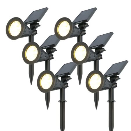 Set van 6 Bend PIR solar prikspots - Bewegingssensor en schemerschakelaar - 3000K warm wit - 2 lichtstanden - 300 lumen - 6-9 uur brandtijd - IP65 waterdicht | HOFTRONIC
