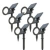 Set van 6 Bend solar prikspots - Incl. Schemerschakelaar - 6000K koud wit - 2 lichtstanden - 200lm - 6-9 uur brandtijd - Kantelbaar en richtbaar - IP65 waterdicht | HOFTRONIC