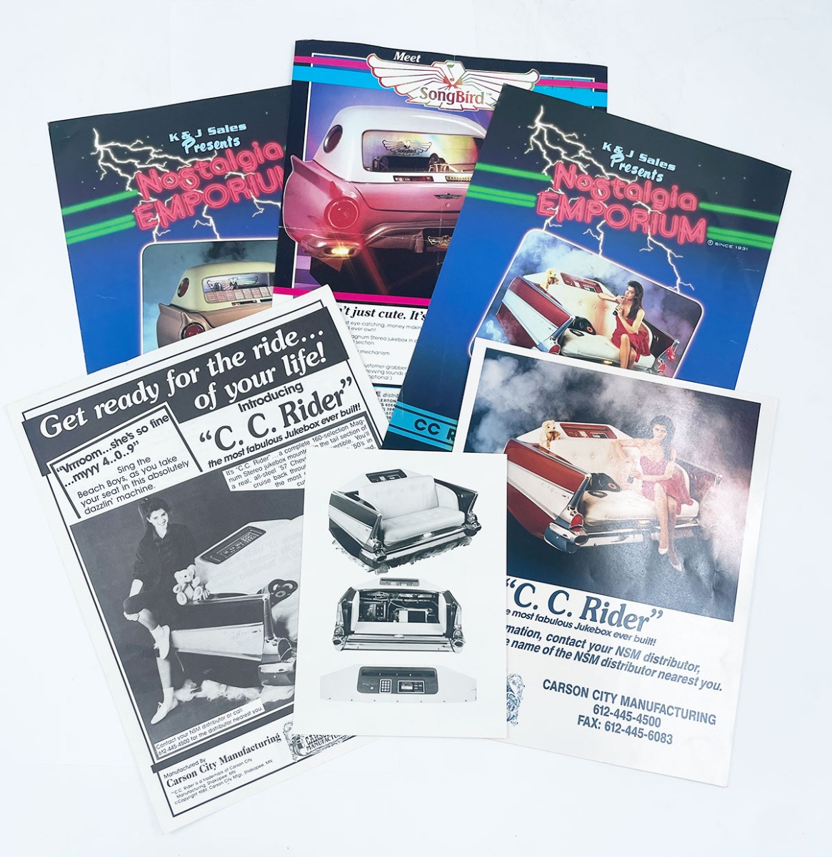 Set van 6 Carson City Jukebox Flyers NSM C.C. Rider & SongBird - Jaren '80 / '90 | Fiftiesstore