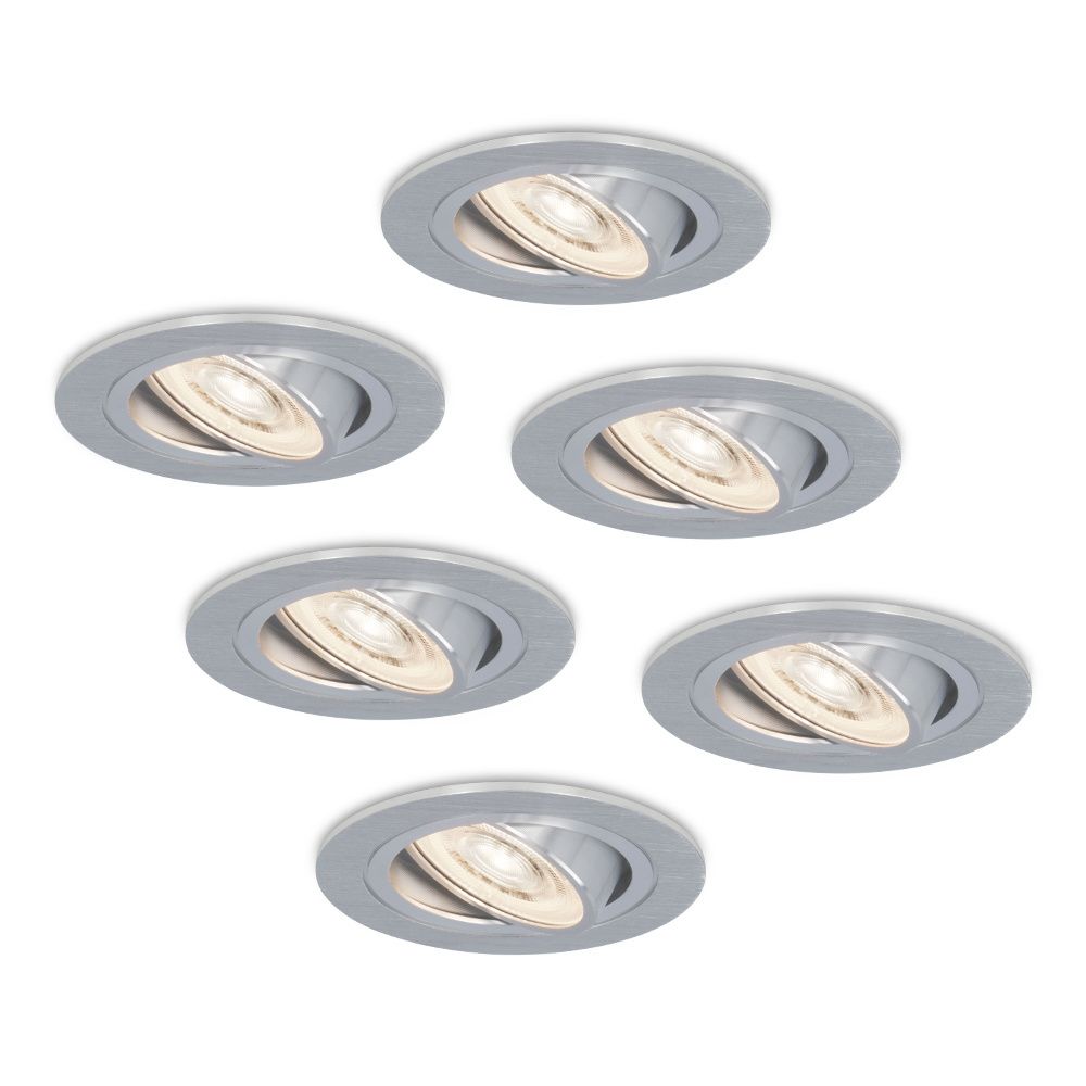 Set van 6 Chandler LED inbouwspots - 6W 570lm - GU10 LED Module - 4000K neutraal wit - Dimbaar - Kantelbaar - IP20 voor binnen - RVS | HOFTRONIC