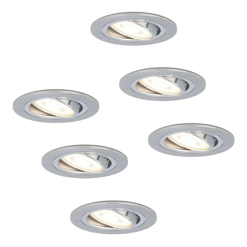 Set van 6 Chandler LED inbouwspots - GU10 4 Watt 345 Lumen - 4000K Neutraal wit - Dimbaar - Rond - Kantelbaar - IP20 Voor binnen - RVS | HOFTRONIC