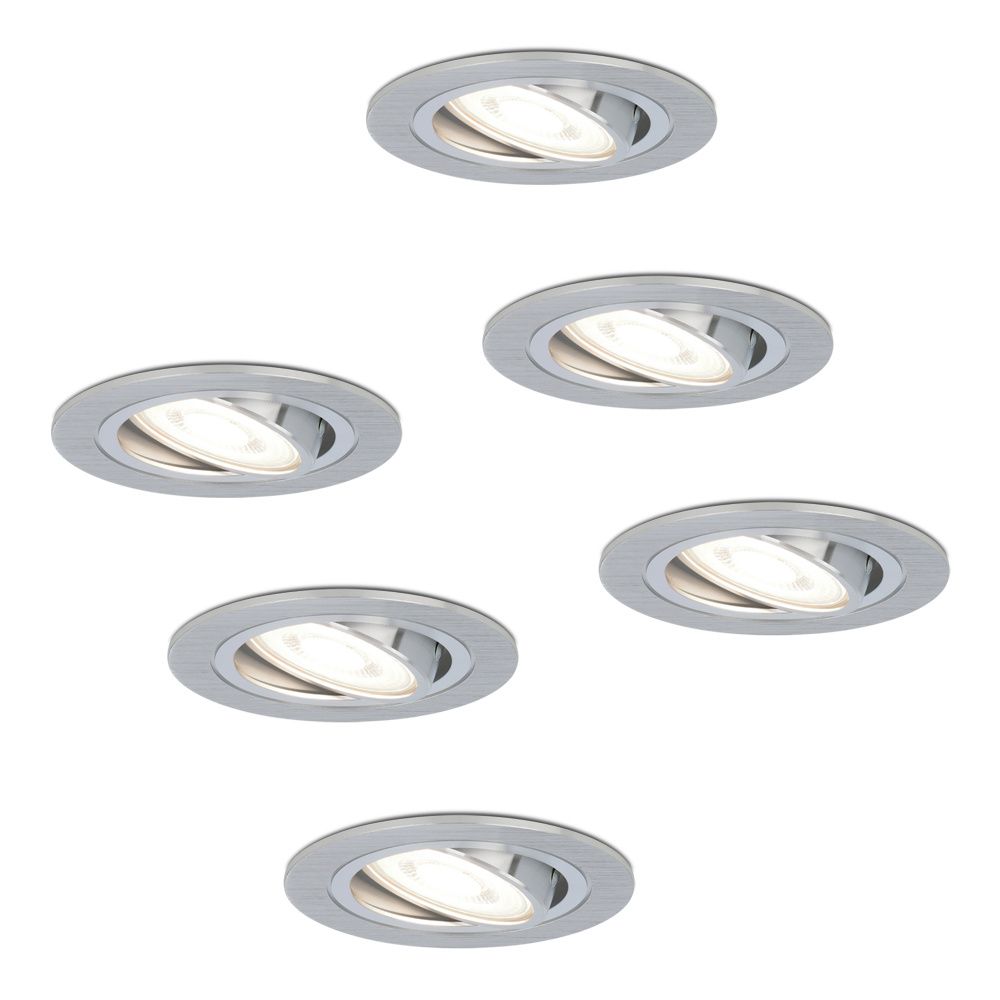 Set van 6 Chandler LED inbouwspots - GU10 4 Watt 345 Lumen - 6500K Daglicht wit - Dimbaar - Rond - Kantelbaar - IP20 Voor binnen - RVS | HOFTRONIC