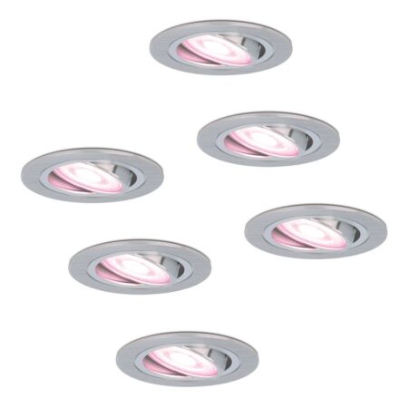 Set van 6 Chandler - Smart inbouwspot - IP20 voor binnen - 4.8 Watt 345 Lumen - Kantelbaar - Wifi + Bluetooth - RGBWW - GU10 - Google Home