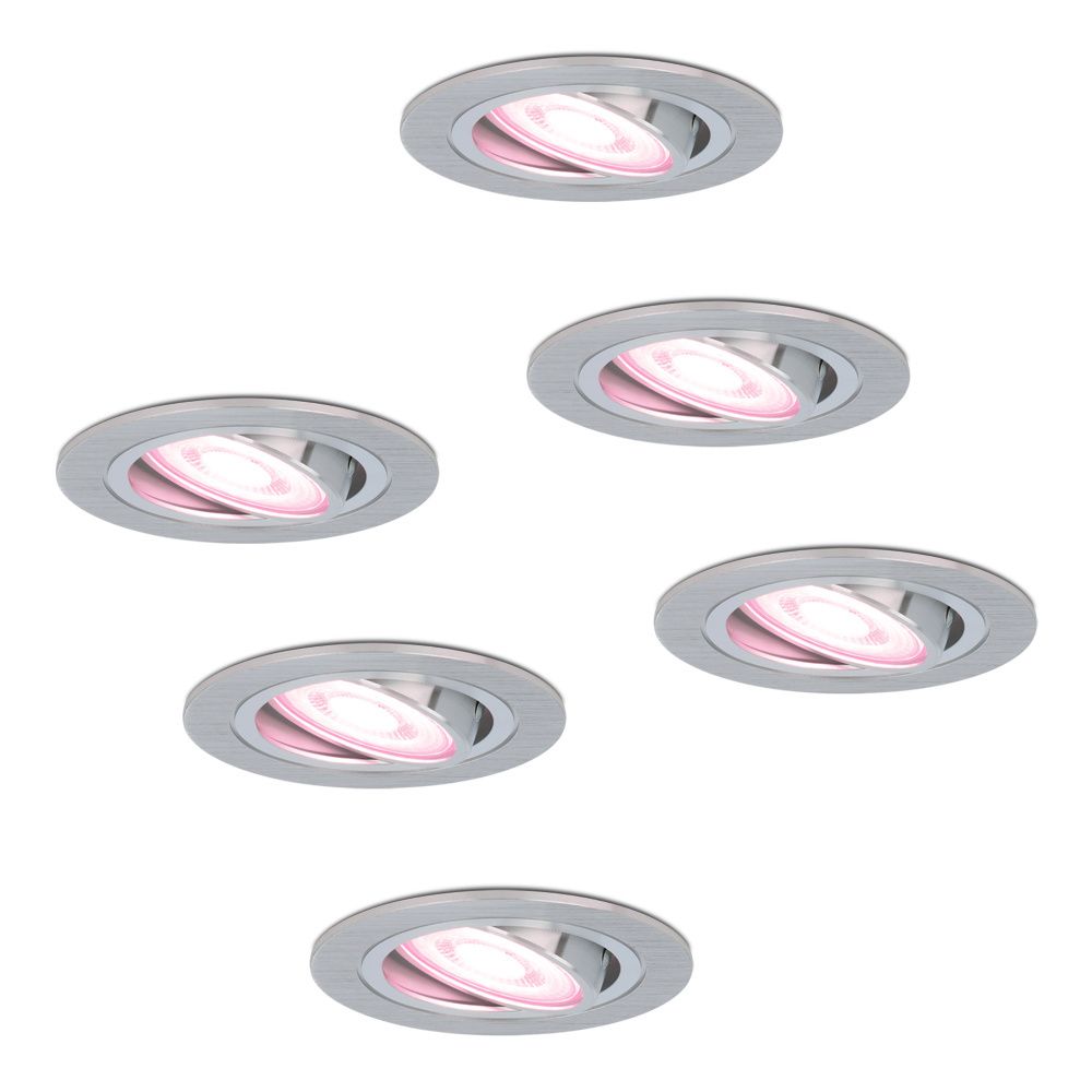 Set van 6 Chandler - Smart inbouwspot - IP20 voor binnen - 4.8 Watt 345 Lumen - Kantelbaar - Wifi + Bluetooth - RGBWW - GU10 - Google Home