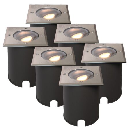 Set van 6 Cody LED Grondspots RVS - GU10 4