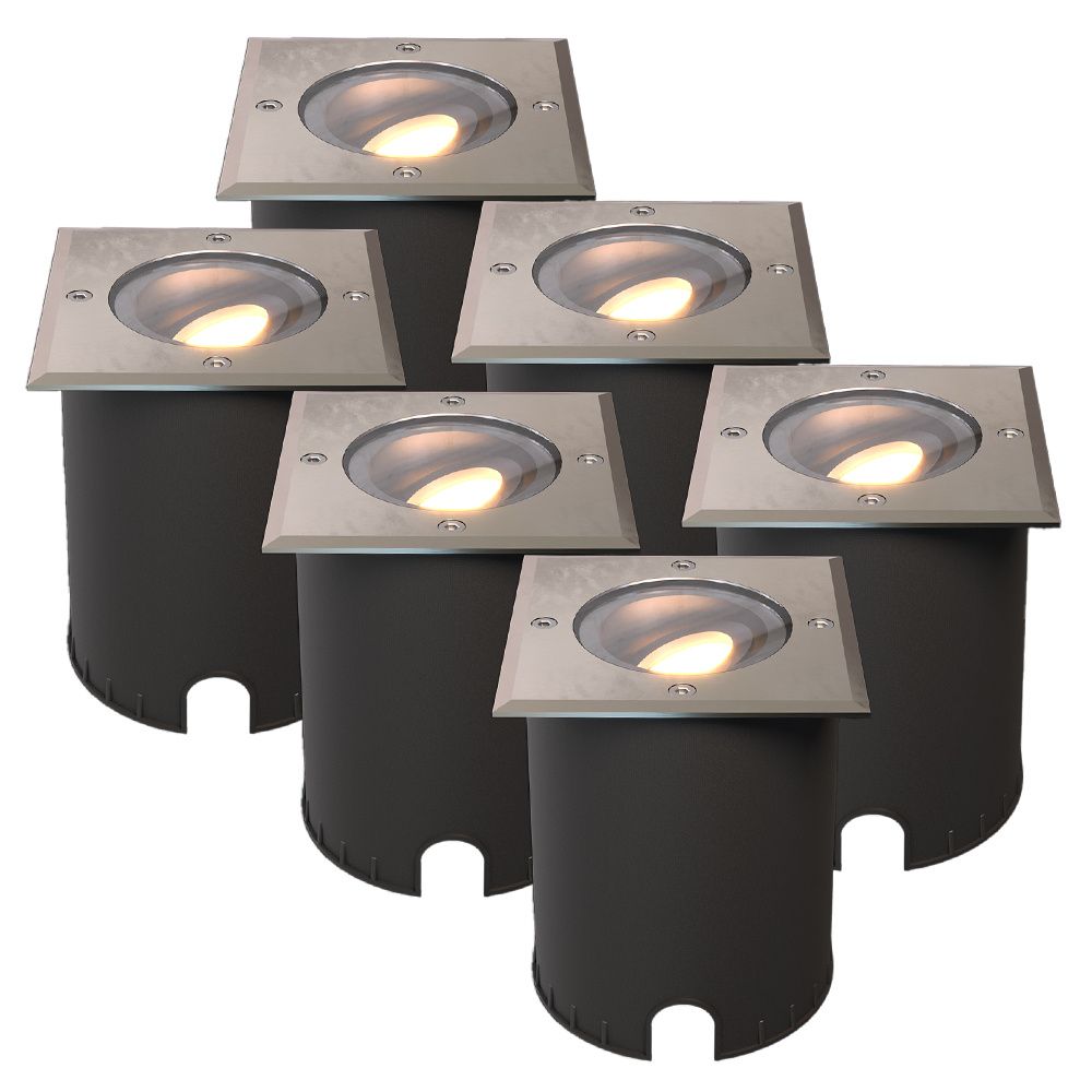 Set van 6 Cody LED Grondspots RVS - GU10 4