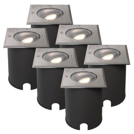 Set van 6 Cody LED Grondspots RVS - GU10 4