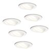 Set van 6 Dublin LED inbouwspot - 4 Watt 345 Lumen - 4000K Neutraal wit - GU10 - Dimbaar - Rond - Kantelbaar - IP20 waterdicht - Wit | HOFTRONIC