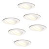 Set van 6 Dublin LED inbouwspots - 4 Watt 345 lumen - 2700K Warm wit - GU10 - Dimbaar - Rond - Kantelbaar - IP20 voor binnen - Wit | HOFTRONIC