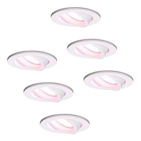 Set van 6 Dublin smart inbouwspots - Wifi + Bluetooth - RGBWW - GU10 - Kantelbaar - Google Home