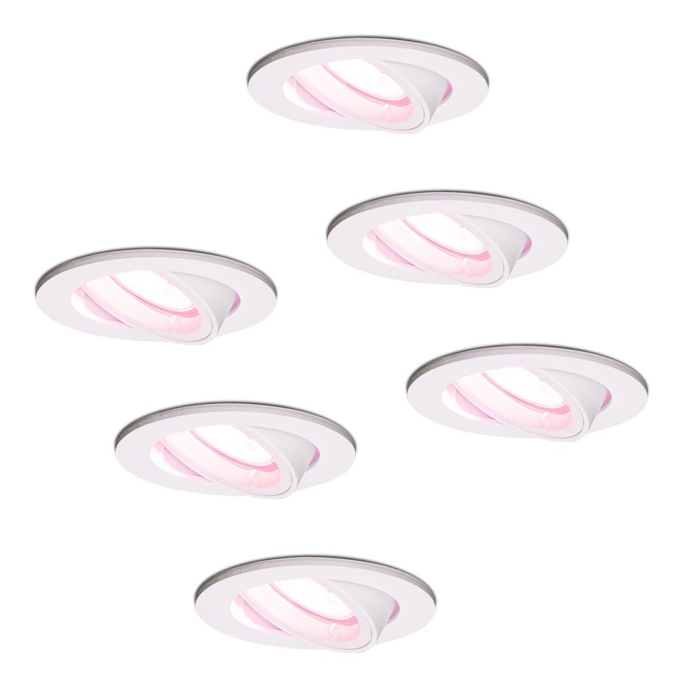 Set van 6 Dublin smart inbouwspots - Wifi + Bluetooth - RGBWW - GU10 - Kantelbaar - Google Home
