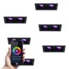 Set van 6 Durham Dubbel smart inbouwspots Vierkant - Wifi + Bluetooth - RGBWW - GU10 11 Watt 670 Lumen - Kantelbaar - Google Home