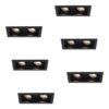 Set van 6 Durham LED Dubbele inbouwspots vierkant - 8 Watt 690 Lumen - 4000K neutraal wit - GU10 - Dimbaar Kantelbaar - Voor binnen - Zwart | HOFTRONIC