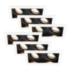 Set van 6 Durham - LED Inbouwspot - 8 Watt 690 Lumen - 4000K Neutraal wit - Dubbel - GU10 - Kantelbaar - IP20 voor binnen - Rechthoek - Wit/Zwart | HOFTRONIC