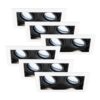 Set van 6 Durham - LED Inbouwspot - 8 Watt 690 Lumen - 6500K Daglicht wit - Dubbel - GU10 - Kantelbaar - IP20 voor binnen - Rechthoek - Wit/Zwart | HOFTRONIC