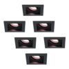 Set van 6 Durham smart inbouwspots vierkant - Wifi + Bluetooth - RGBWW - GU10 - Kantelbaar - Google Home