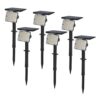 Set van 6 Eagle solar Prikspots - Incl. Schemerschakelaar - PIR - CCT 3000K en 4000K - 4 lichtstanden - 200lm - 6-12 uur brandtijd - Kantelbaar - IP65 waterdicht - Tuinspot | HOFTRONIC