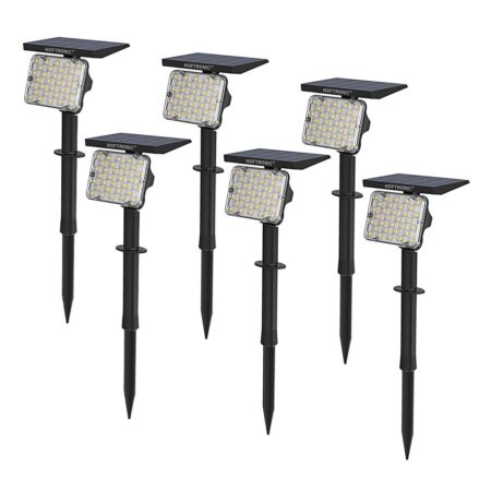 Set van 6 Eagle solar Prikspots - Incl. Schemerschakelaar - PIR - CCT 3000K en 4000K - 4 lichtstanden - 200lm - 6-12 uur brandtijd - Kantelbaar - IP65 waterdicht - Tuinspot | HOFTRONIC
