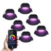 Set van 6 Finn smart inbouwspots - IP44 waterdicht - 10 Watt 630lm - Wifi + Bluetooth - RGBWW - Google Home