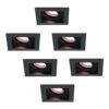 Set van 6 Fresno smart inbouwspots vierkant - Wifi + Bluetooth - RGBWW - GU10 - Kantelbaar - Verzonken - Google Home