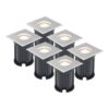 Set van 6 LED Grondspots vierkant buiten - Dimbaar - GU10 - 4000K neutraal wit - 4 Watt 345 Lumen - Tuinspot - Oprit - RVS - IP64 Waterdicht | HOFTRONIC