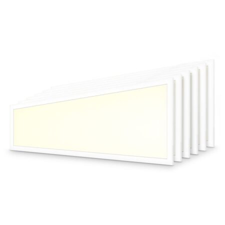 Set van 6 LED panelen - 30x120cm - 36 Watt 4320 lumen (120lm/W) - 3000K warm wit - Flikkervrij - UGR22 - IP20 voor binnen - 50.000 branduren | HOFTRONIC