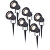 Set van 6 LED prikspots - 4 Watt 345 Lumen - Dimbaar - Kantelbaar - 4000K neutraal wit - GU10 - IP64 Waterdicht - Zwart - Tuinspots | HOFTRONIC