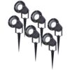Set van 6 LED prikspots - 4 Watt 345 Lumen - Dimbaar - Kantelbaar - 6500K daglicht wit - GU10 - IP64 Waterdicht - Zwart - Tuinspots | HOFTRONIC