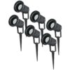 Set van 6 LED prikspots - Dimbaar - Kantelbaar - 4000K neutraal wit - 4 Watt 345 Lumen - IP65 - Waterdicht - Zwart - Tuinspot - tuinverlichting - padverlichting | HOFTRONIC