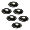 Set van 6 Laredo LED inbouwspots - GU10 4 Watt 345 lumen - 2700K Warm wit - Dimbaar - verzonken - Rond - Kantelbaar - IP20 Voor binnen - Zwart | HOFTRONIC