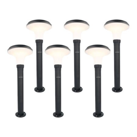 Set van 6 Layton solar sokkellampen - 3000K Warm wit - 900 lumen - 6-12 uur brandtijd - Tuinlantaarn - Padverlichting - IP65 waterdicht | HOFTRONIC