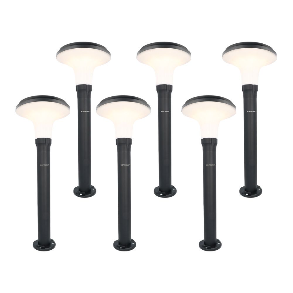 Set van 6 Layton solar sokkellampen - 3000K Warm wit - 900 lumen - 6-12 uur brandtijd - Tuinlantaarn - Padverlichting - IP65 waterdicht | HOFTRONIC