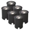 Set van 6 Lilly dimbare LED Grondspot - Kantelbaar - Overrijdbaar - Rond - 4000K neutraal wit - IP67 waterdicht - 3 jaar garantie - Zwart | HOFTRONIC