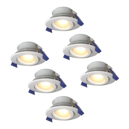 Set van 6 Lima LED inbouwspots - 4 Watt 345 Lumen - 4000K neutraal wit - GU10 - Dimbaar - Rond - Kantelbaar - IP65 Waterdicht - Wit - Voor binnen