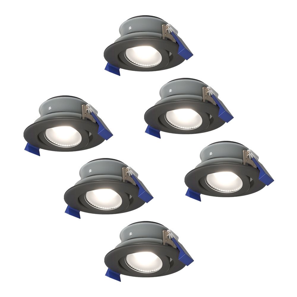 Set van 6 Lima LED inbouwspots - 4 Watt 345 Lumen - 6500K daglicht wit - GU10 - Dimbaar - Rond - Kantelbaar - IP65 Waterdicht - Zwart - Voor binnen