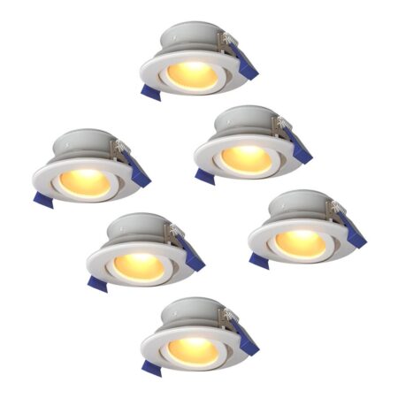 Set van 6 Lima LED inbouwspots - 4 Watt 345 lumen - 2700K Warm wit - GU10 - Dimbaar - Rond - Kantelbaar - IP65 Waterdicht - Wit - Voor binnen