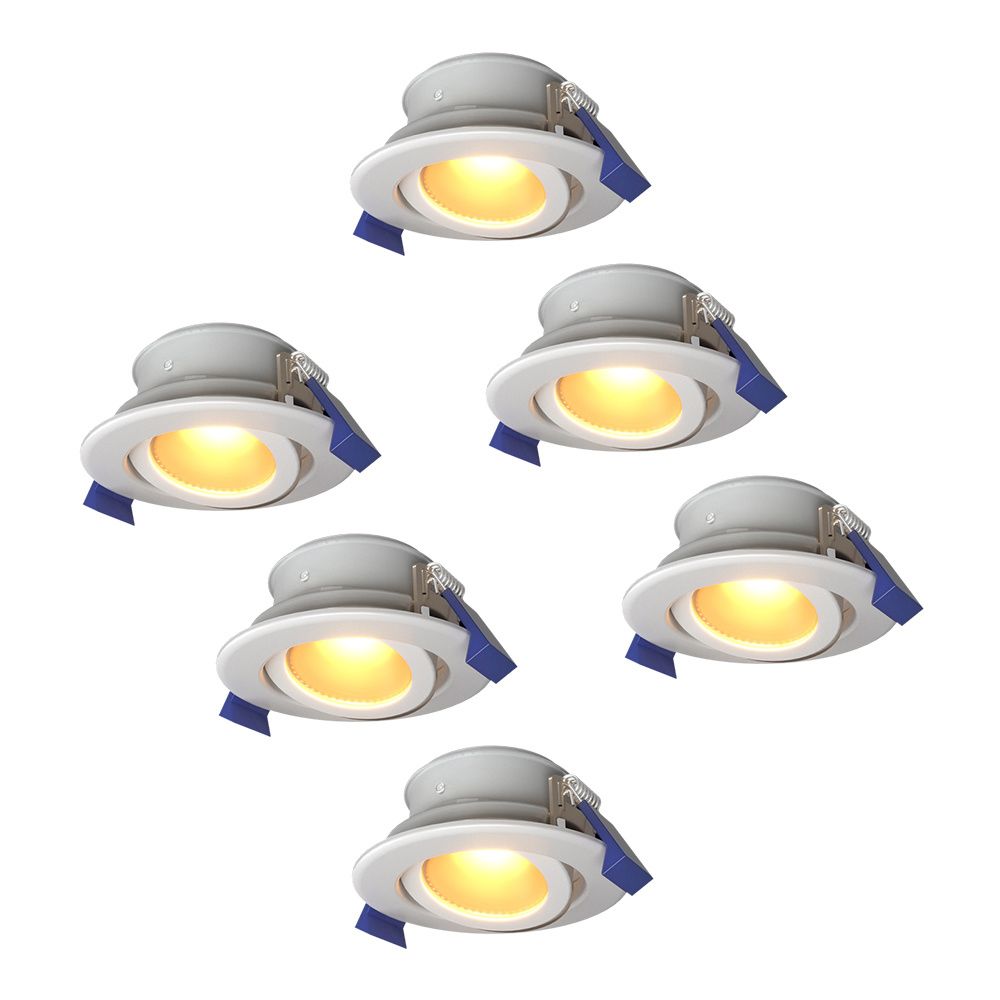 Set van 6 Lima LED inbouwspots - 4 Watt 345 lumen - 2700K Warm wit - GU10 - Dimbaar - Rond - Kantelbaar - IP65 Waterdicht - Wit - Voor binnen