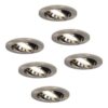 Set van 6 Lublin LED inbouwspots -4 Watt 345 Lumen - 4000K Neutraal wit - GU10 - Dimbaar - Rond - Kantelbaar - IP20 Stofdicht - RVS | HOFTRONIC