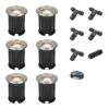 Set van 6 Maisy LED Grondspot - Dimbaar - Rond - Ø12cm - GU10 - 4 Watt 345 Lumen - 6500K daglicht wit - RVS - IP67 waterdicht - Tuinspot - Oprit - Inclusief installatiemateriaal (Kabel & connector) | HOFTRONIC