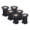 Set van 6 Maisy LED Grondspots Rond - Dimbaar - GU10 - 2700K warm wit - 4 Watt 345 lumen - Rond - Ø12cm - Tuinspot - Oprit - Zwart - IP67 waterdicht | HOFTRONIC