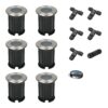 Set van 6 Maisy LED Grondspots - Rond - Ø12cm - RVS - GU10 fitting - Excl. lichtbron - IP67 waterdicht - Tuinspot - Oprit - Inclusief installatiemateriaal (Kabel & connector) | HOFTRONIC